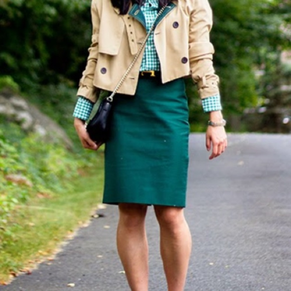 J. Crew Green No. 2 Pencil Skirt